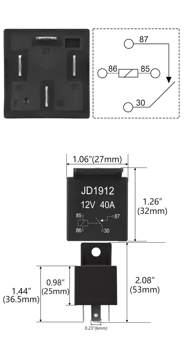 Car Relay 4/5Pin 12V 40A SPST Starter Waterproof Automotive Relay Switchs for Head Light Air Conditioner Auto Starters