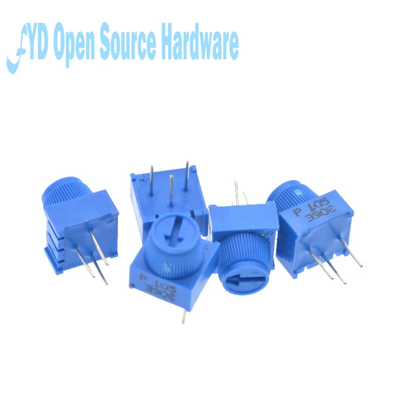 5-100pcs 3386P-1-103 1k 2k 5k 10k 20k  0.5W, 1/2W PC Pins Through Hole Trimmer Potentiometer Cermet 1 Turn Top Adjustment