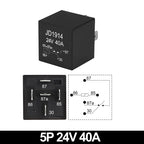 JD1914 40A 12V/24V SPDT Waterproof Car Relay, 4/5 Pin Auto Switch Starter Kit for Car Boat Tractor Truck Motorcycle