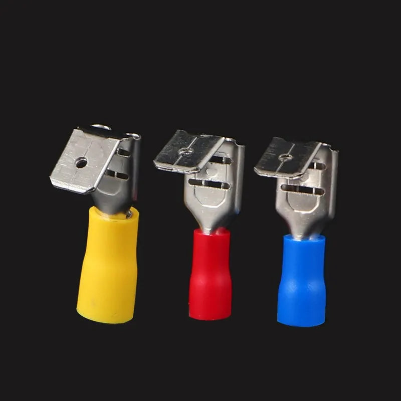 50Pcs PBDD Piggy Back Disconnectors, Pre-insulated Wire Terminals (Red/Blue/Yellow 1.25-5.5mm) - Insulated Spade Connectors