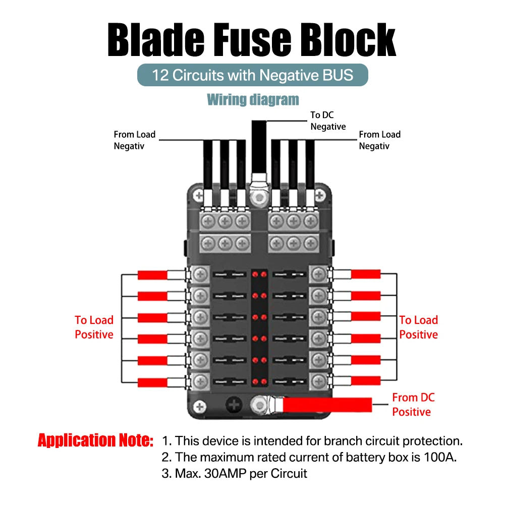 6/12 Way Blade Fuse 12-24V Car Boat Fuse Box Holder With Plastic Cover For Power Panel Board Camper RV Accessorie