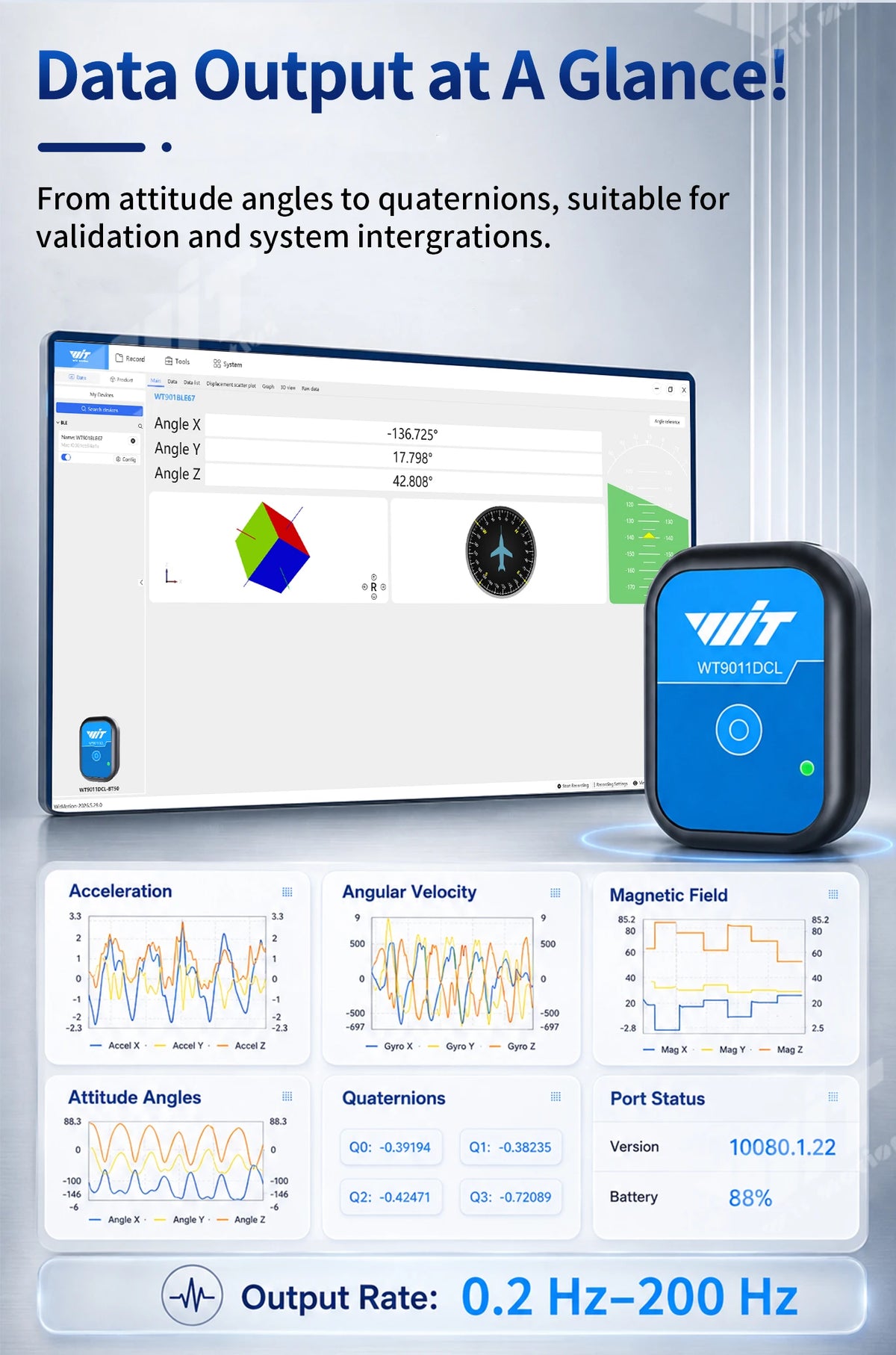 WitMotion WT9011DCL Bluetooth 5.0 Accelerometer Gyroscope Angle Sensor Electronic Compass Magnetometer Inclinometer