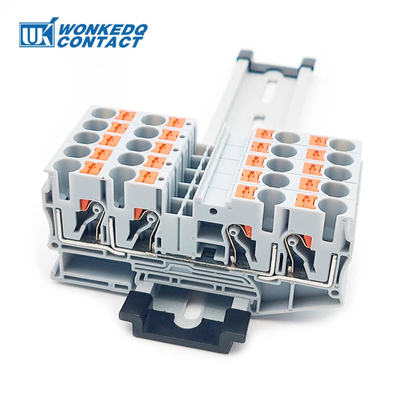 PT6-QU-PE Earthing Terminal Block on Din Rail Ground Electrical 6mm Yellow/Green Wires Connector PT 6-Quattro-PE