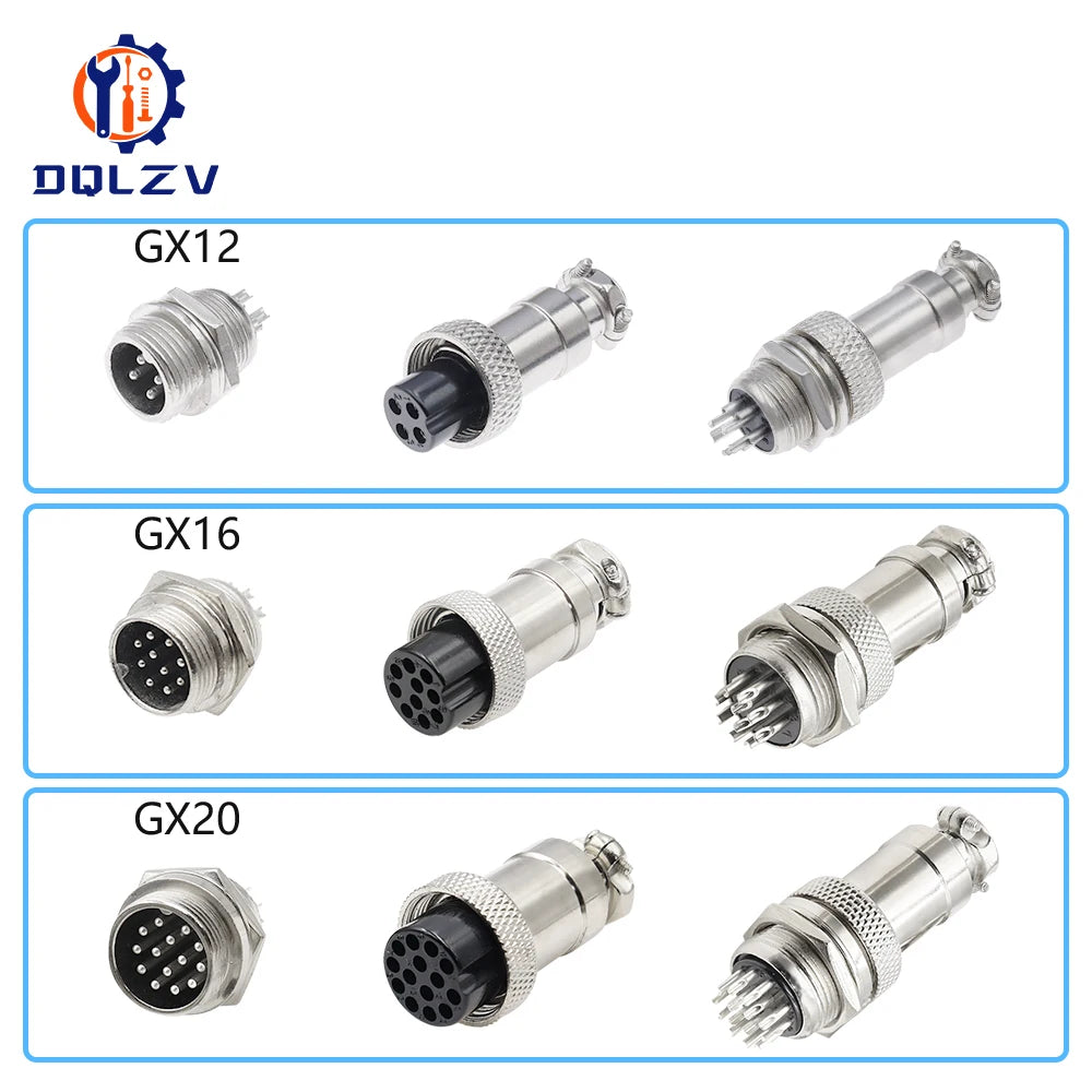 5/10/20Set GX12 GX16 GX20 2 3 4 5 6 7 8 9 10 12 14 15 Pin Docking Aviation Plug Socket Waterproof Circular Connector