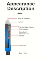 Non-Contact Voltage Tester Pen Smart Voltage Detector Infrared Indicator 12-1000V Test Pencil Breakpoint Finder With Flashlight