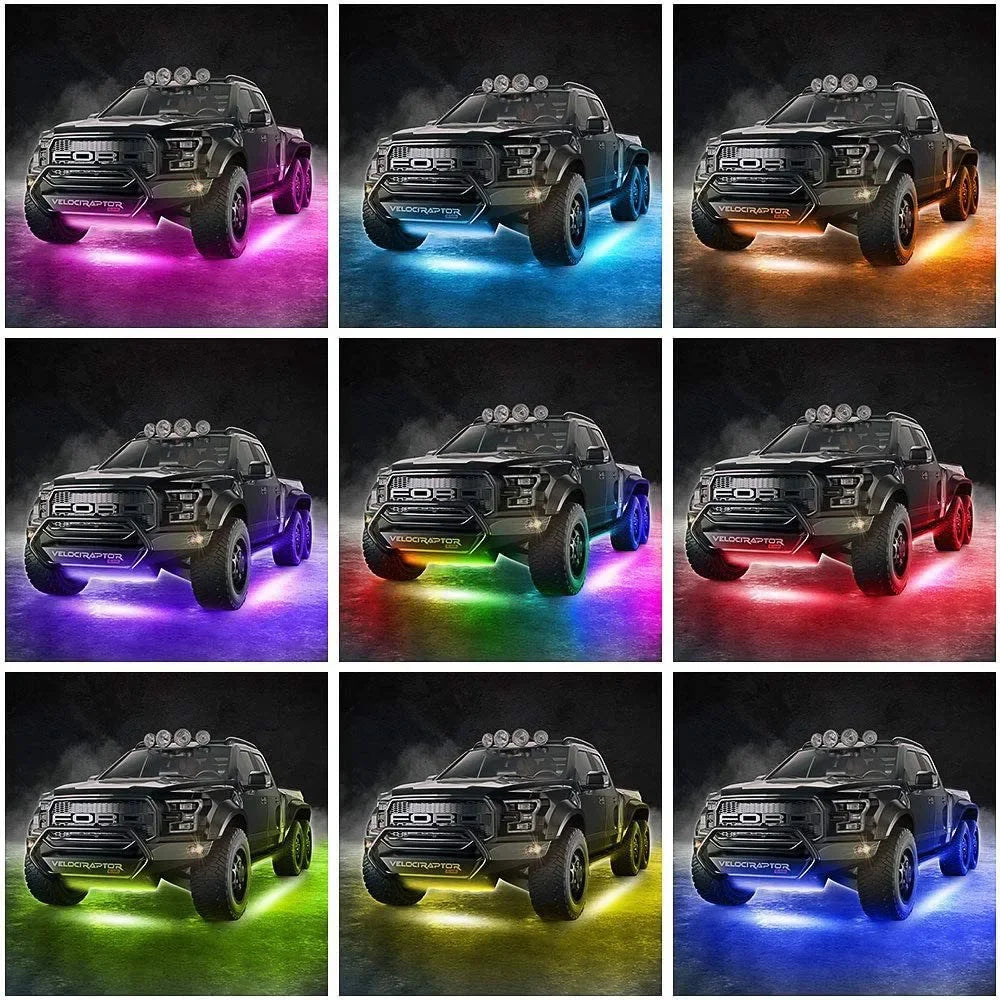 APP LED Motorcycle Car Atmosphere Ambient Foot Light Remote Control Flexible Waterproof Sound 12V Moto RGB Decorative Lamp Strip