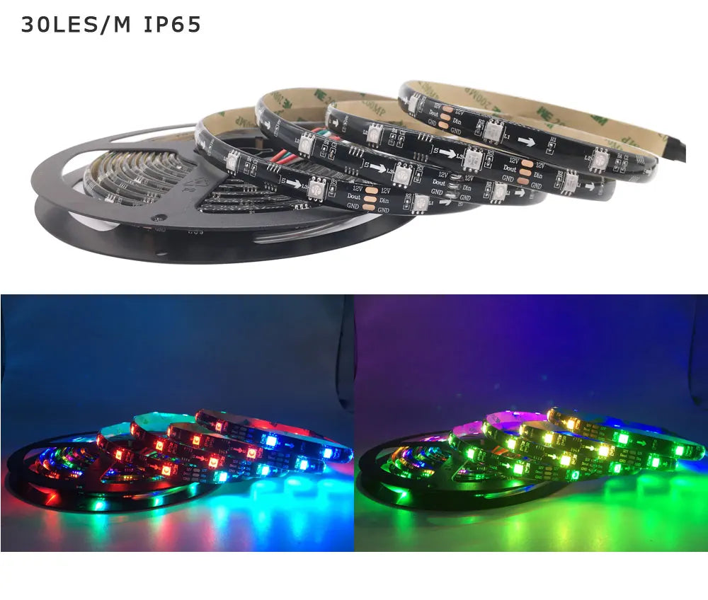 WS2811 WS2812B WS2813 WS2815 5050RGBIC Smart LED Strip Lights Individually Addressable IC  30/60/144Pixels/Leds/m Light DC5V/12V