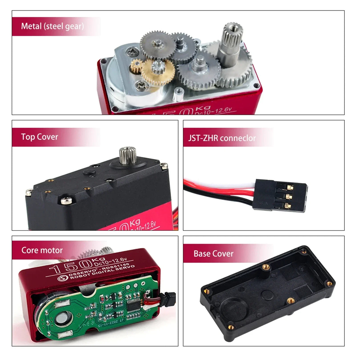 4PCS RDS51150 Metal Gear Digital Servo 150KG Robotic Servo Motor 12V Double-Shaft U Mounting Bracket 180/270 Degree for RC Cars
