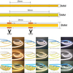 3mm 5mm PCB COB LED Strip Light 5V 12V 24V 320LED 8mm CRI90 Super Bright Flexible LED Tape For Cabinet Home Liner Lighting