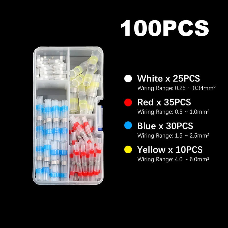 Solder Seal Wire Connectors Boxed Connectors Kit Heat Shrink Sealed Insulated Butt Splice Terminal Waterproof Shrinkable Sleeve
