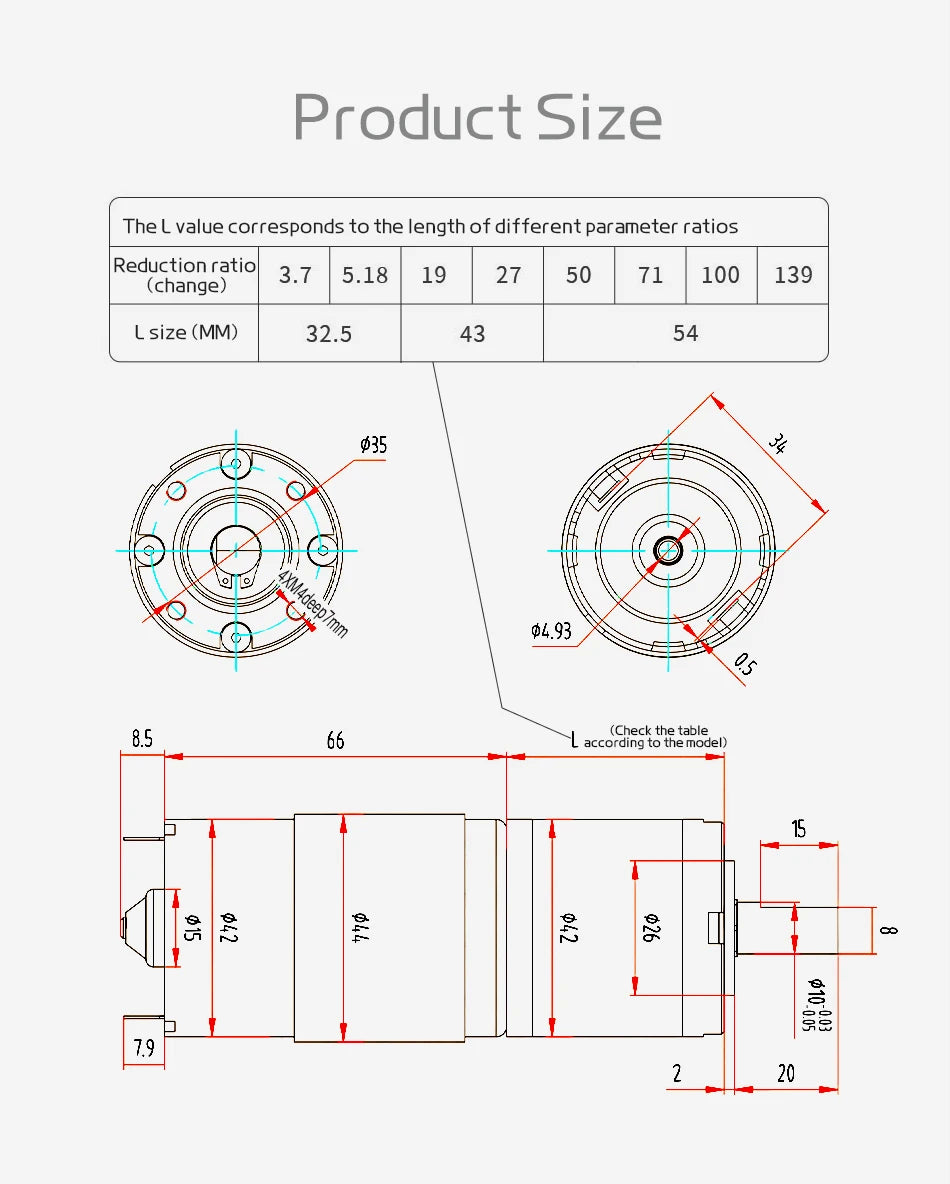 12V24V Planetary Gear DC Low-Speed Motor DC 775 Long Life Ultra-High Torque Forward And Reverse 42mm Planetary Brushed GearMotor
