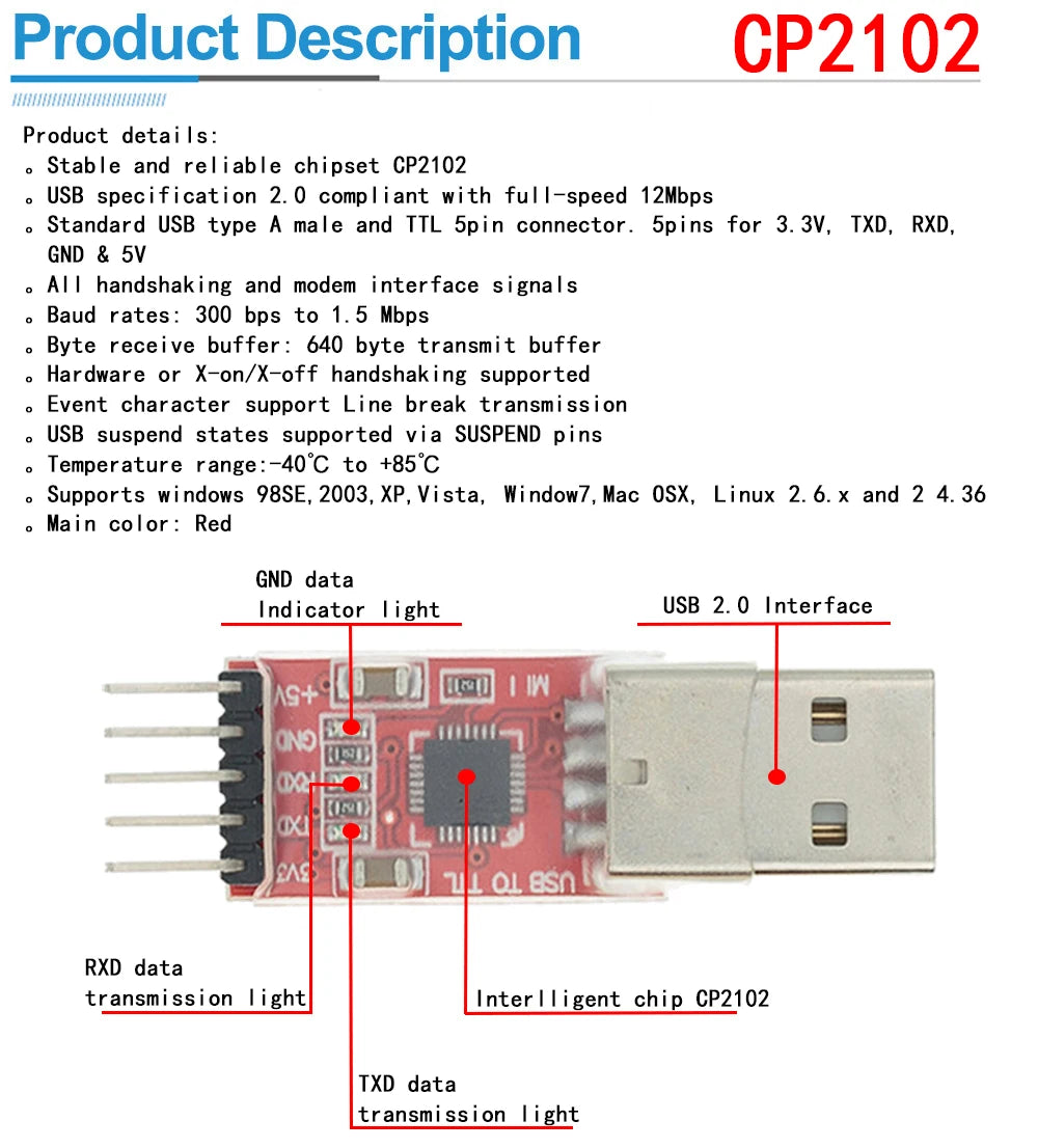 3pcs/lot =1PCS PL2303HX+1PCS CP2102+1PCS CH340G USB TO TTL for arduino PL2303 CP2102 5PIN USB to UART TTL Module