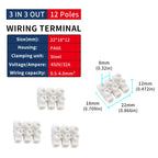 Terminal Block 12-Position Strip 450V/32A PA66 Electrical Equipment Connectors 0.5-4mm² Plastic Flame Retardant Wire Connector