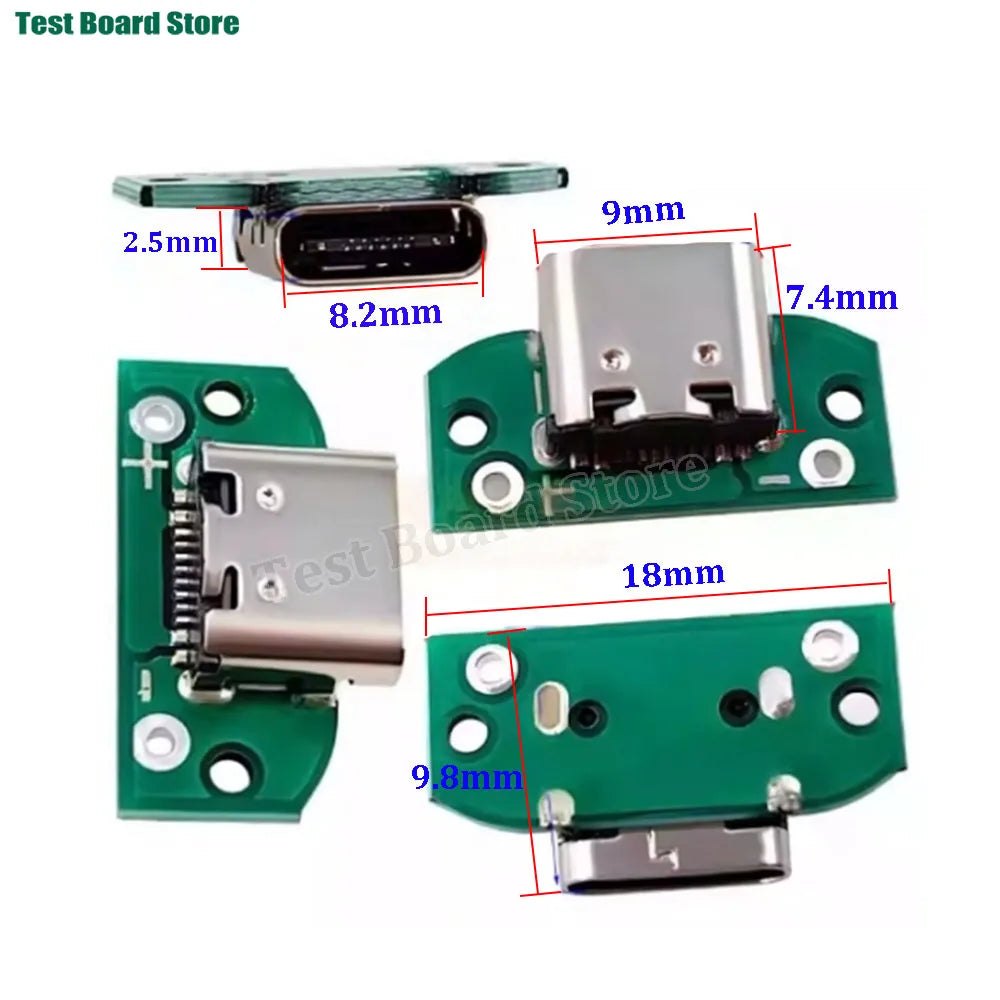 5/10Pcs Type C Female 16pin Connector with 1.25/2.0/2.54 Wire USB Male Plug Electric Terminals Welding DIY Charge Cable PCB Boar