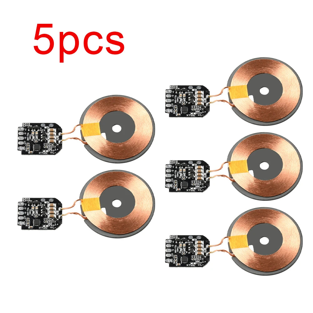 5Pcs Wireless Charging Transmitter Module Supports 5W 10W 15W Wireless Charging QC 2.0 Adapter Electromagnetic Induction Charger