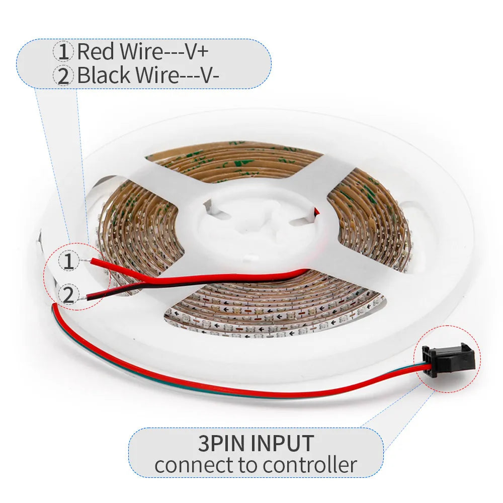 2.7mm WS2812B LED Strip Ultra Narrow White PCB WS2812 2020SMD 160Leds/m Individually Addressable Samrt Pixel Light DC5V/12V