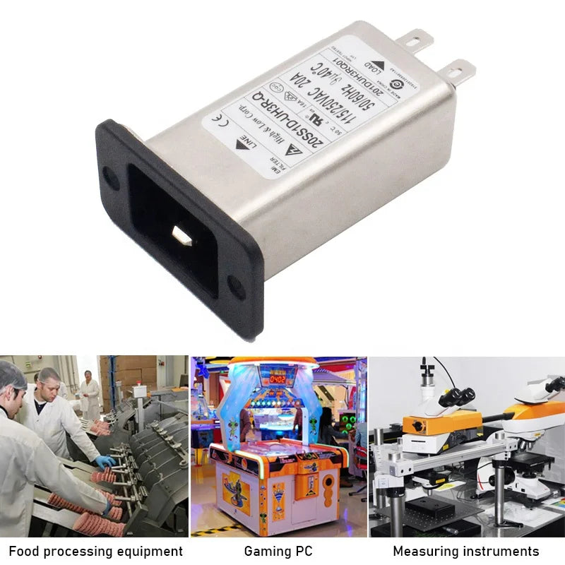 Buddy IEC 320 C20 Male Socket Panel Mount Power Line EMI Filter 20A Rated Industrial Plug with Socket