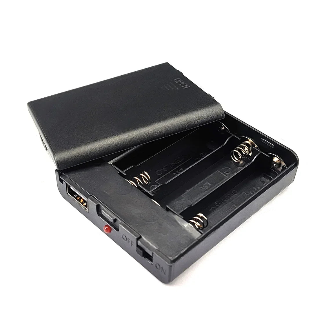 1/2PC 4XAA USB Battery Box For 5V LED Strip Lights USB Mini Power Supply Battery Box With Cover And Switch