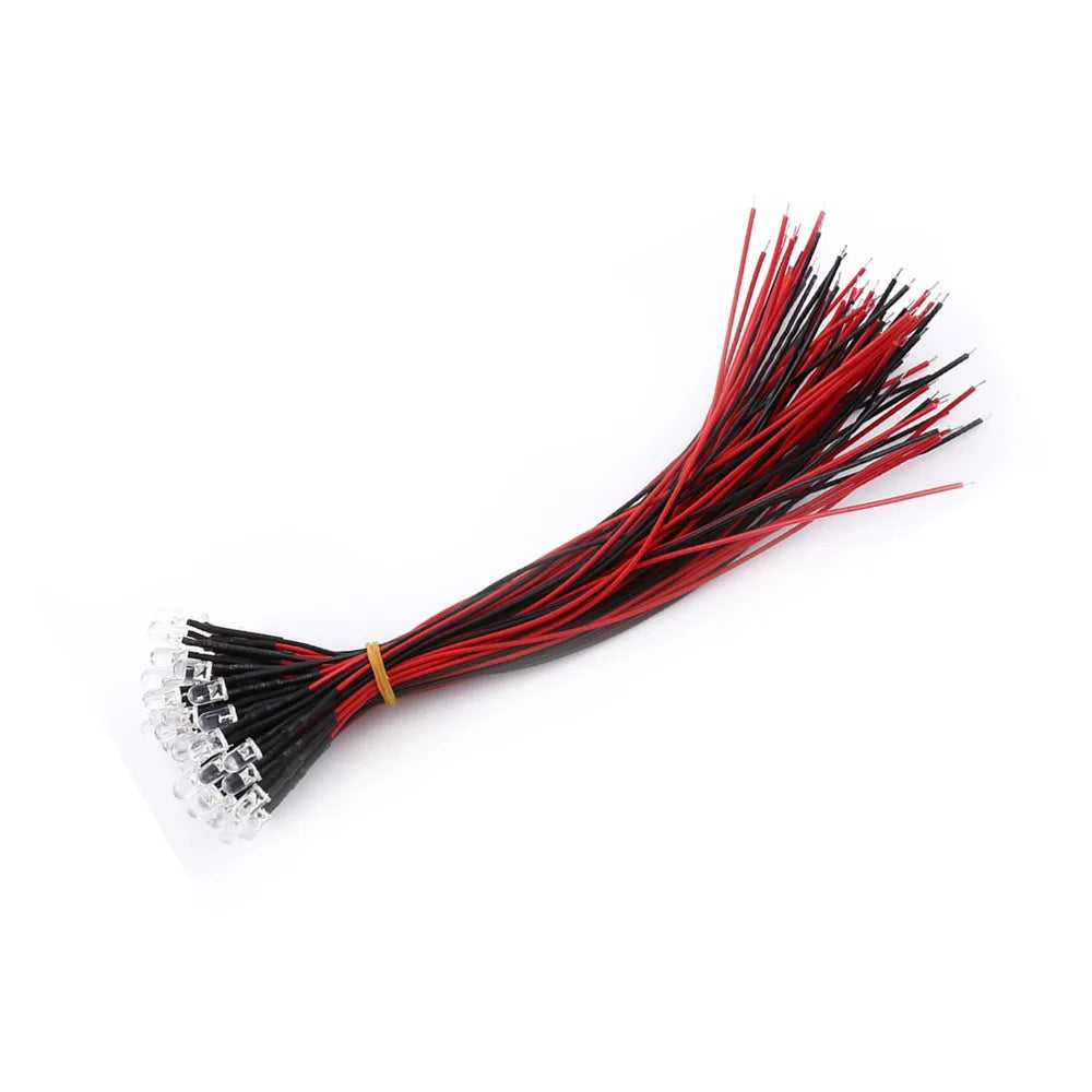 50PCS Colorful DC 5-12V LED Diodes 5mm White Red Blue Green LED Lights Small LED Lamps DIY Lighting