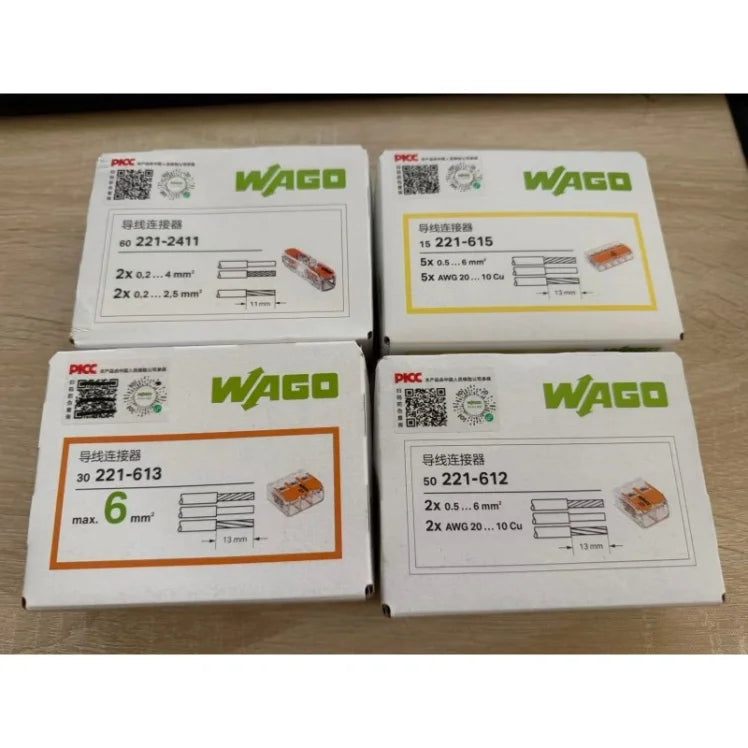 WAGO 221‑412/413/415/2401/2411/612/613/615 Multi‑box Set LeverWire Connector, Reusable Electrical Terminal Block for Home Wiring