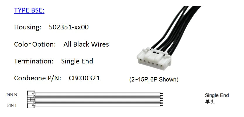 5023510200 Wire harness, MOLEX Duraclick Standard 2.00mm Pitch OTS Cable,502351-0200, 2P, Off The Shelf, 10Pieces Per Bag