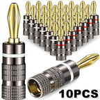 1-10PCS Dual Screw Locking 4MM Banana Plugs 24KGold Plated Copper OFC Speaker Connector for HIFI Audio System Terminal Adapter