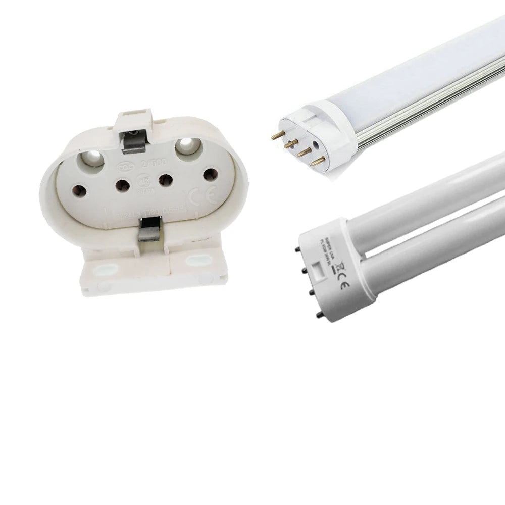 2PCS 2G11 4pin Ultraviolet UV UVC LED CFL Fluorescent Halogen Line Tube Light Base LampHolder Socket