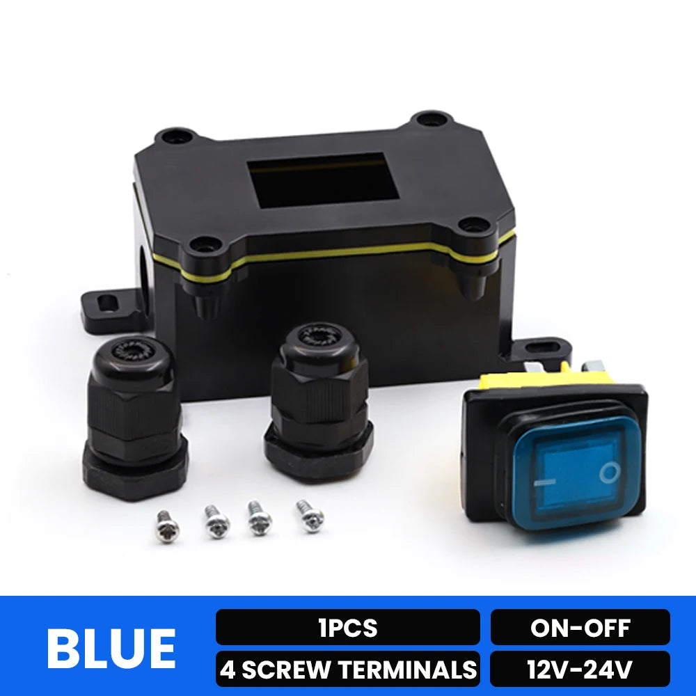 FILN Waterproof Rocker Switch Box 16A 12V 24V 110V 220V KCD4 ON-OFF Inline Toggle Switch with LED Indicator Light PA66 Enclosure
