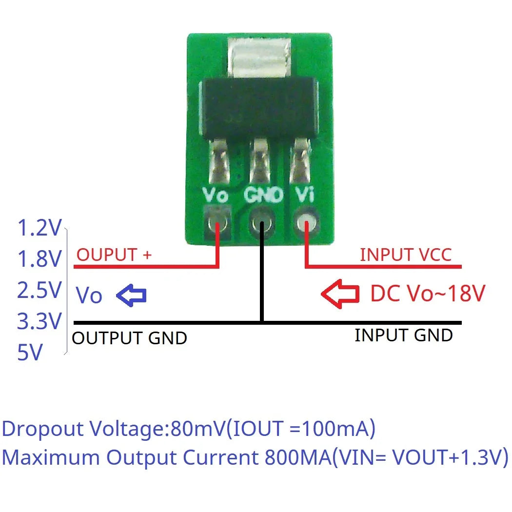 AMS1117 7805 Compatible LDO Module with Ultra-Low Standby Current and Precise Voltage Regulation for Electronics Projects