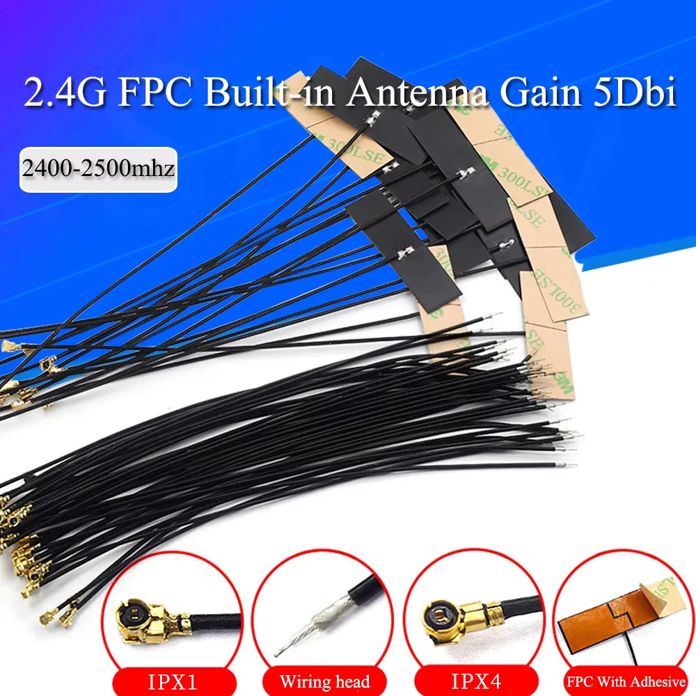 5Pcs/Lot WiFi 2.4G High Gain Built-in Flexible FPC Soft Antenna ZigBee Bluetooth Module Ipx4 Patch Antenna IPX to FPC Antenna