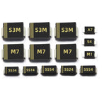 20PCS M1 M2 M4 M7 S4 SMA 1A 1N4001 4002 4004 4007 SS12 SS310 RS1M RS2M ES1D ES1J US1M SMD Schottky Rectifier Diode DO-214AC