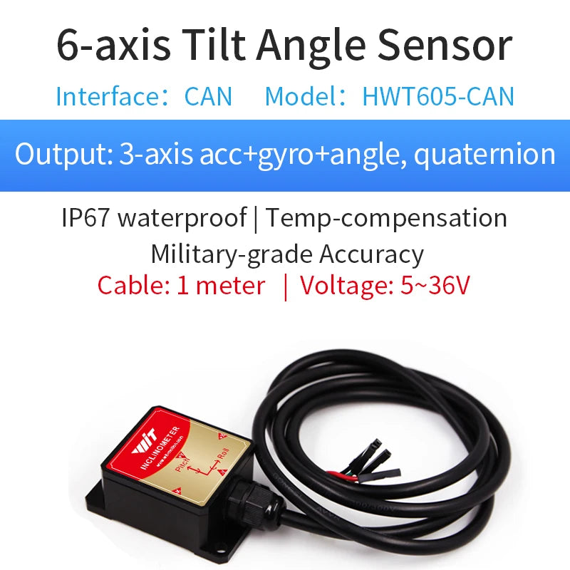 High-Precision Inclinometer HWT605 Accelerometer+Angle+Gyro, MPU9250 IMU, Temperature Compensation, Tilt Angle