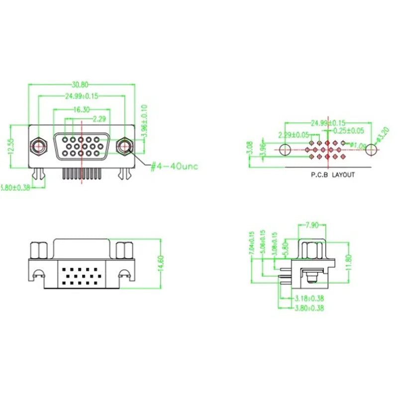 5/10PCS DB15 DR15 3Rows Blue Parallel Port 15 Pin D Sub Female 15pin PCB 90 Degree Connector DB15 Socket 3.08mm VGA Adapter