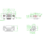 5/10PCS DB15 DR15 3Rows Blue Parallel Port 15 Pin D Sub Female 15pin PCB 90 Degree Connector DB15 Socket 3.08mm VGA Adapter