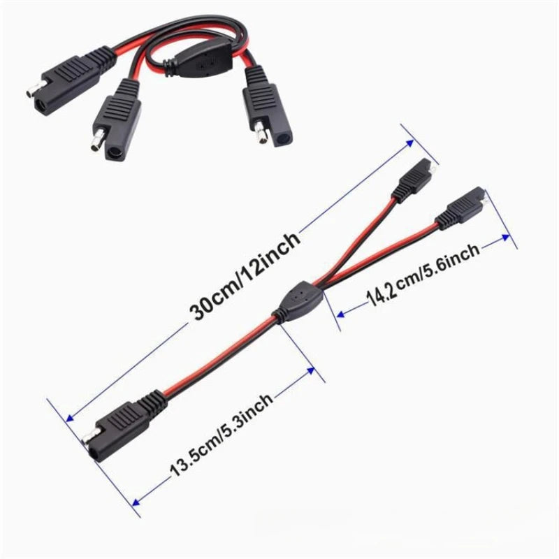 1PCS 12AW Gsae Y Distributor Adapter Cable Sae Connector Extension Cable Is Suitable for Solar Cell Connection Lines
