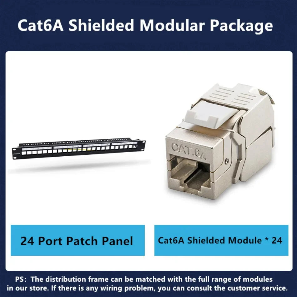 24 Port 19 inch RJ45 Patch Panel Frame Ethernet Rack Keystone Jack Coupler Cat5e Cat6 Cat6A Cat7 Network Cabinet Cable Internet