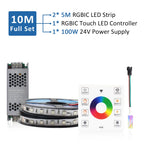 WS2811 RGB IC Running Water Flowing Strip Lights DC 24V 5050 60Leds RGBIC Flexible Ribbon RF Touch Remote Control LED Lighting