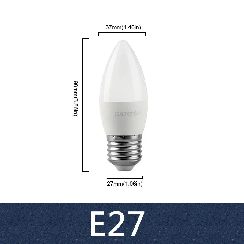 8pcs E27 E14 B22 Led Bulb AC 220V C37 Candle Lamp Energy Saving 3000K 6000K 3W 5W 6W 7W Chandelier Light for Home Decoration