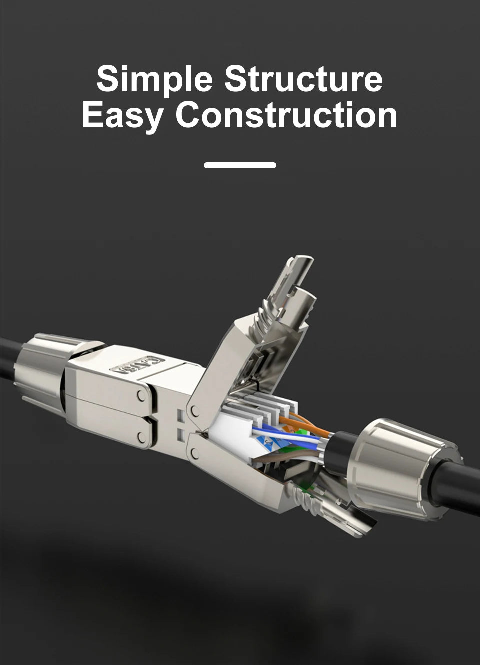 CAT6 Cat6A Cat7 Network Cable Extender Junction Adapter Connection Box RJ45 Lan Extension Connector Full Shielded Toolless Crim