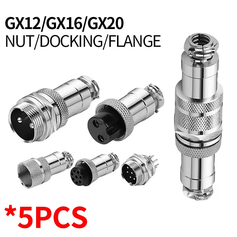 5pcs GX12 GX16 GX20 2 3 4 5 6 7 8 9 10 12 14 15 Pin Docking Aviation Plug Socket Circular Connector