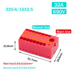 Wire Electrical Connectors PTFIX 2.5mm Wire Merging And Branching Device Push-in Terminal Block Connector Mount On Din Rail