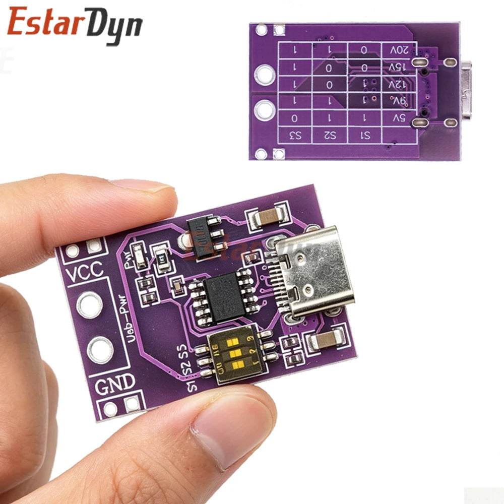 Estardyn Type-C PD QC AFC Fast Charge Polling Detector Tester, USB-C Trigger Board DC Power Converter for Laptop Phone