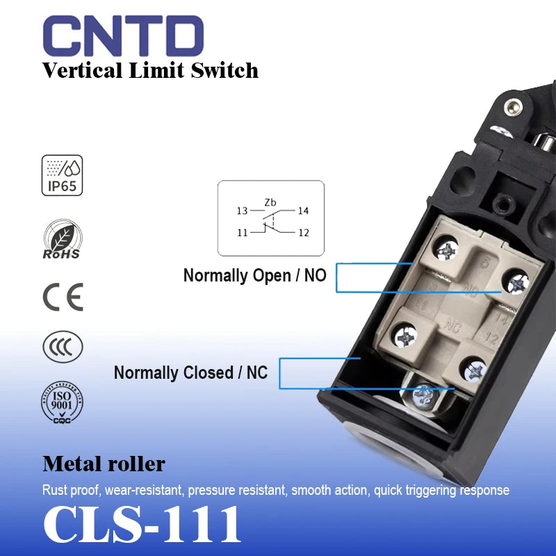 CNTD CLS‑1 Industrial Limit Switch CLS‑111 CLS‑112 CLS‑127 IP65 1NO+1NC 250VAC Waterproof Travel Switch for Automation Machinery