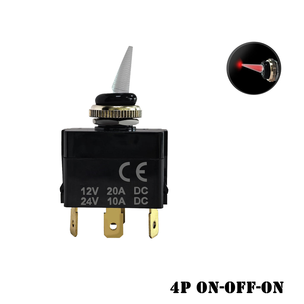 12V 3 Positions Toggle Rocker Switch ON OFF ON 2 Positions ON-ON 250VAC15A 125VAC 20A for Boat Yacht Pilot Automative Instrument