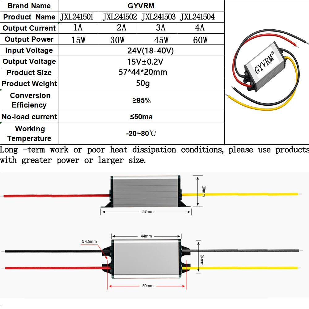 Step Down DC DC 24V to 12V 13.8V 15V 19V 20V  Buck Converter 36V to 12-20V 1-4A DC DC Converter 24V to 12V Converter 5A 60W