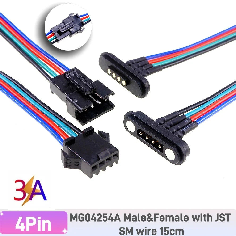 1 Pair 2A Magnetic Pogo Pin JST SM Plug Socket Extend Cable Connector 2 3 4 5 6 Pin Male Female Adapter Led Strip Lamp Driver