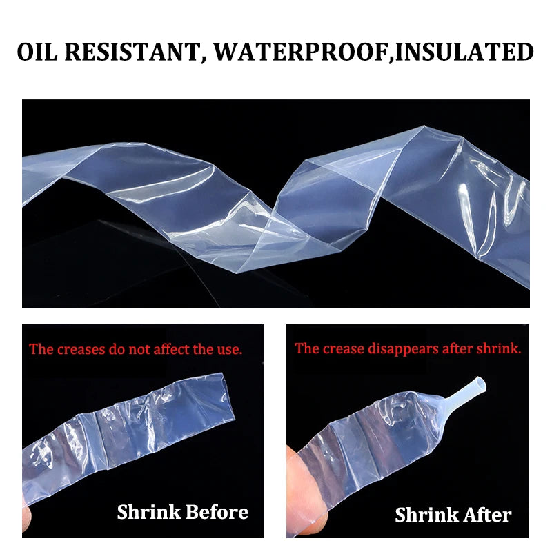 1.7:1 PTFE Heat Shrink Tube Transparent 0.5/1/2/2.5/4/5/6/8/10/12mm High Temperature Shrinkage Sleeve for Wire Connect Protect