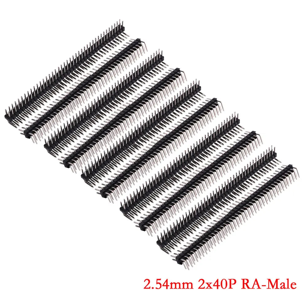 10Pcs 2.54mm 2*40Pin 90 degree Right Angle Double Row Male R/A 80 Pin Header Positive PCB Board Connector Pin Header