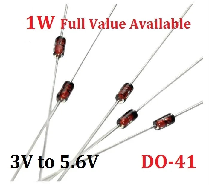 50PCS 1W Zener Diode 1N/IN4727A 3V/ IN4728A 3.3V/ IN4729A/3.6V  IN4730A/3.9V IN4731A/4.3V IN4732A/4.7V IN4733A/5.1V IN4734A/5.6V