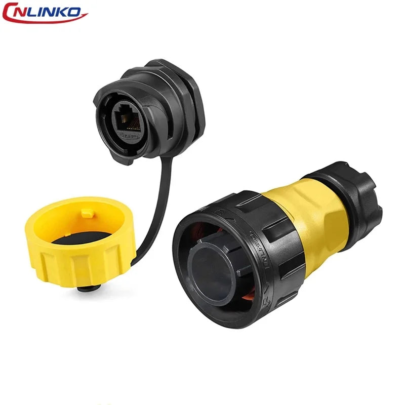 CNLINKO M24 RJ45 Plastic Circular Connector Waterproof Ethernet Cable Coupler Junction Box RJ45 Connector for Industrial Network